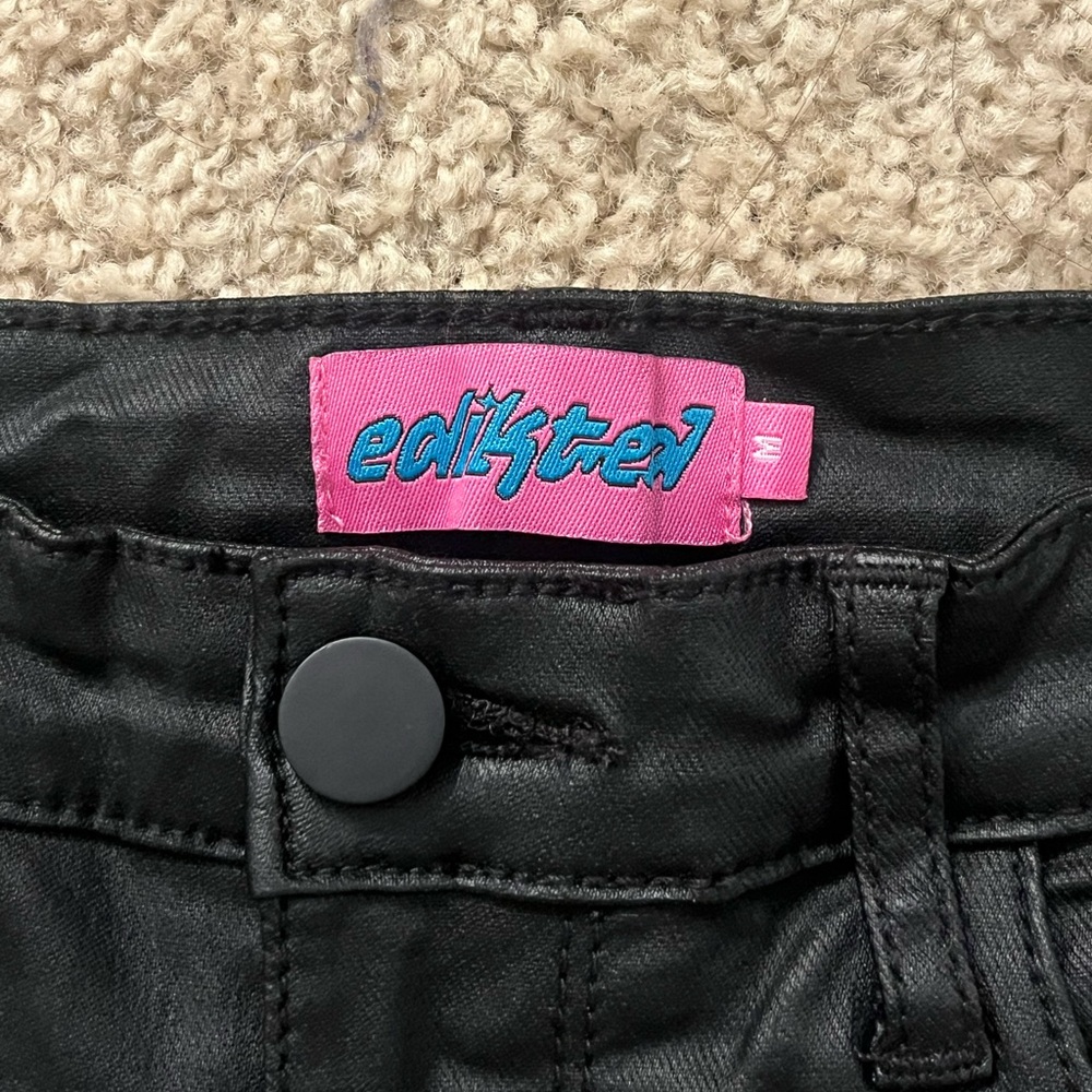 Edikted black faux leather flare pants!